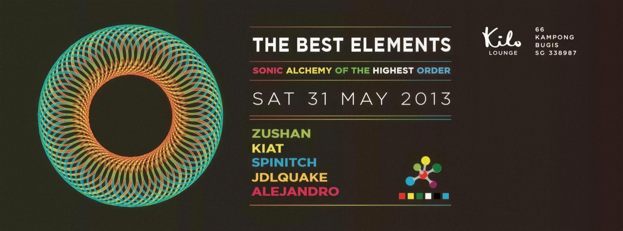 The Best Elements flyer, Kilo Lounge Singapore, 31 May 2013, listing JDLQuake