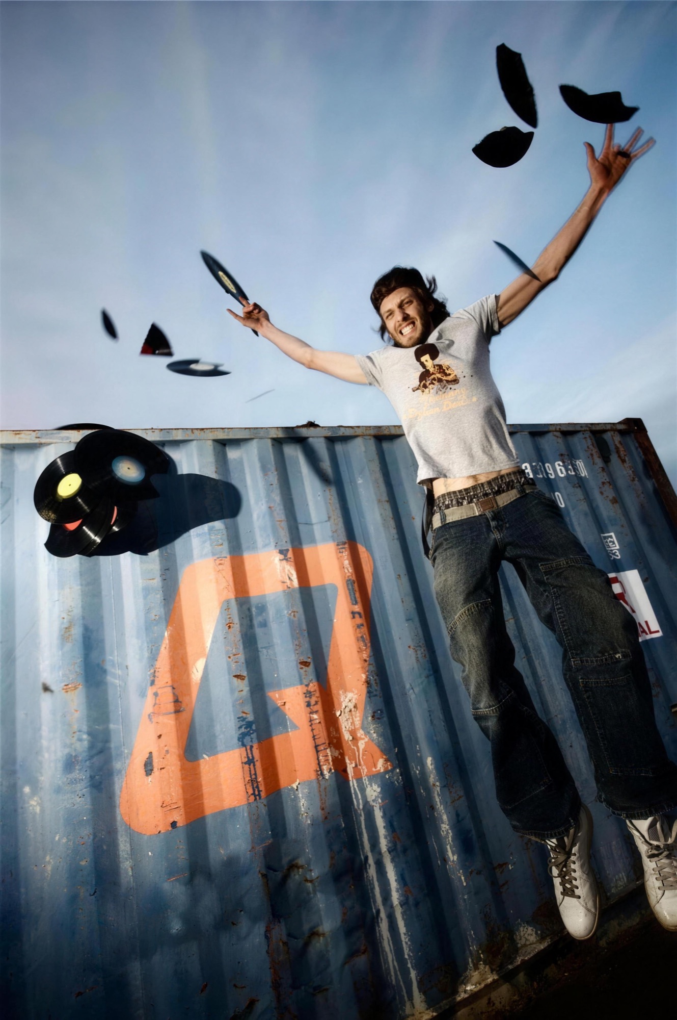 JDL Quake mid-air jump off a shipping container